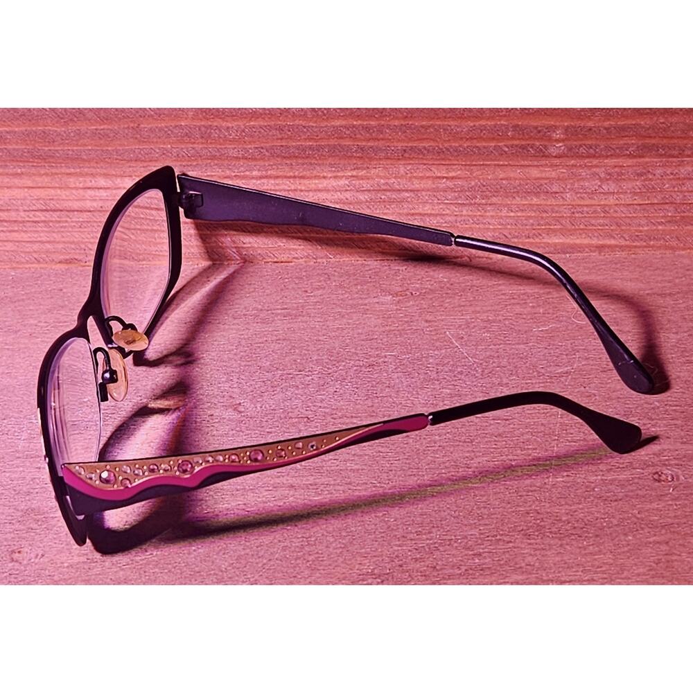 CAVIAR M1772 Women’s Cat Eye Eyeglass Frames 53-16-140 Blk Gold Pink Rhinestone - Picture 5 of 8